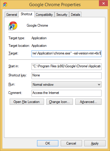 Google Chrome settings