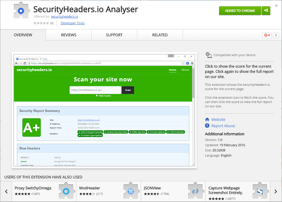 security headers chrome extension