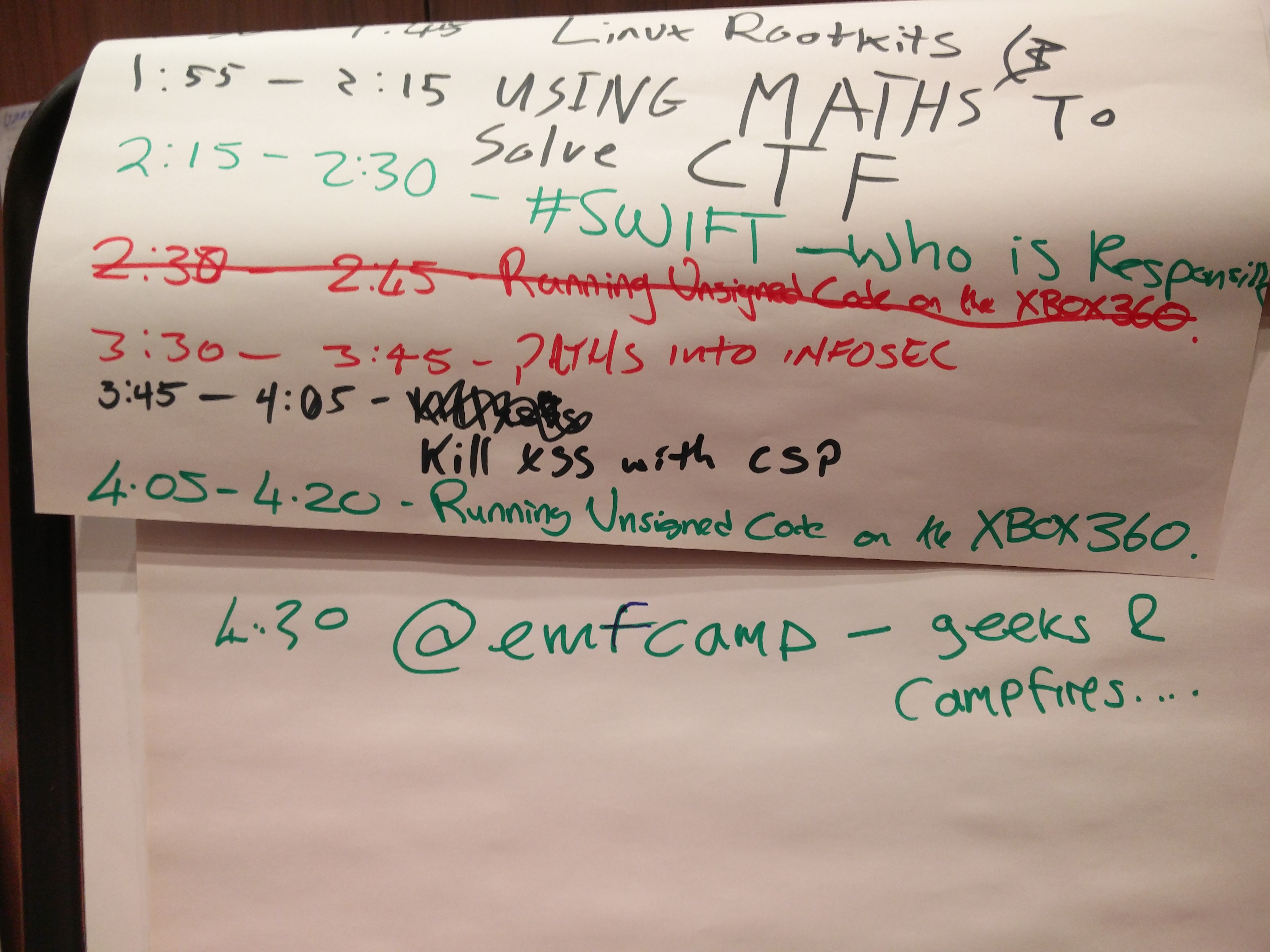 the lightning talk sheet with my talk scribbled on